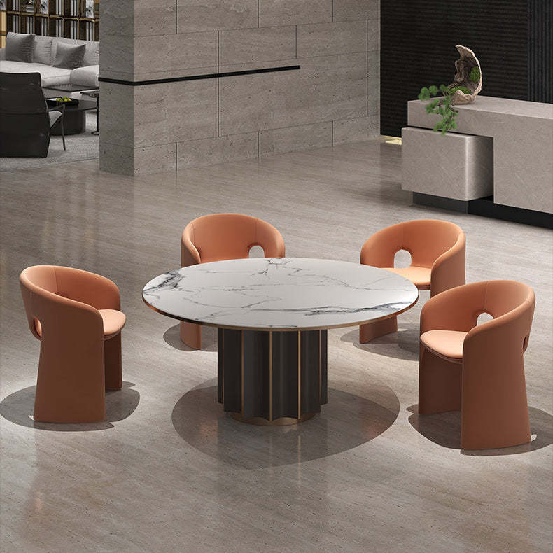 Eclectic Wraparound Velvet Wood Dining Chair — White