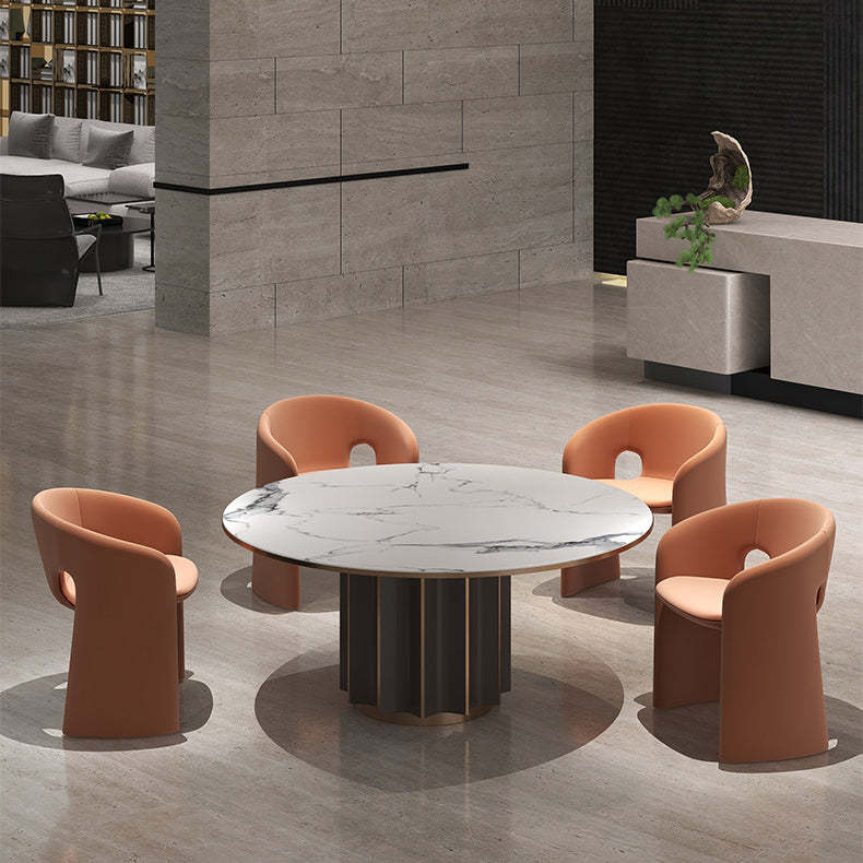 Eclectic Wraparound Velvet Wood Dining Chair