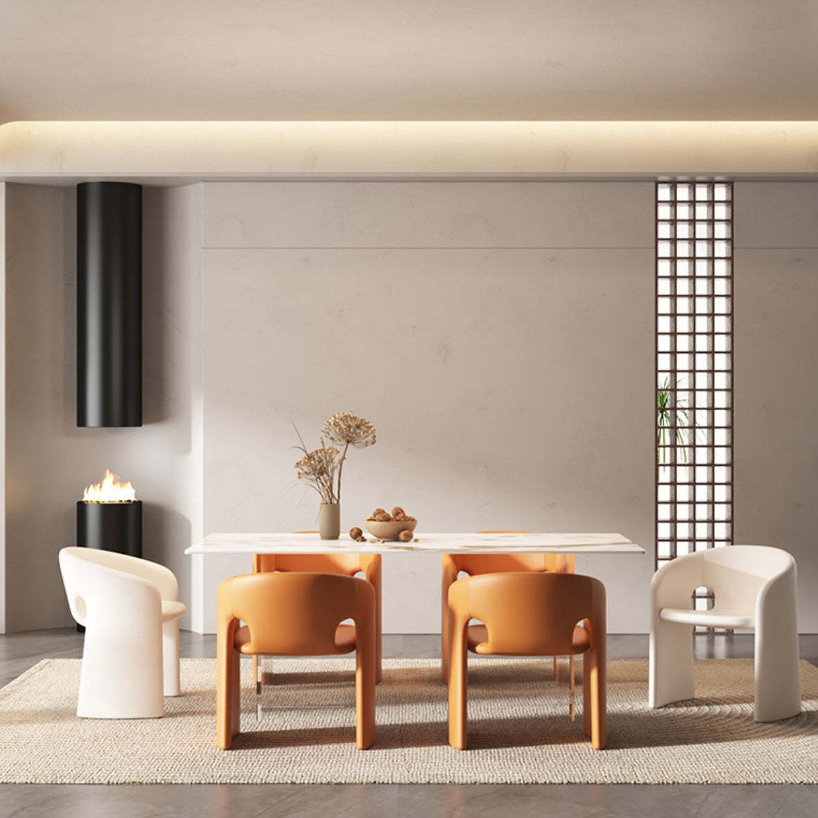 Eclectic Wraparound Velvet Wood Dining Chair