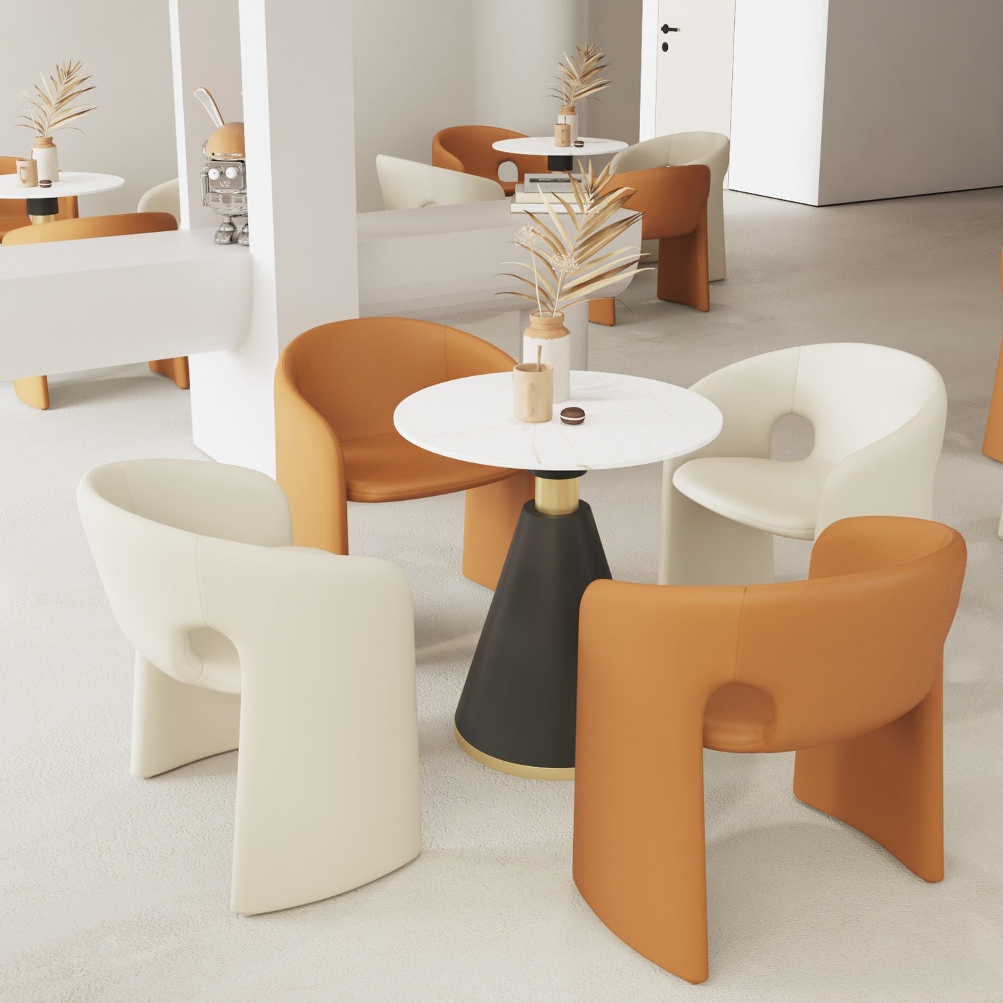 Eclectic Wraparound Velvet Wood Dining Chair