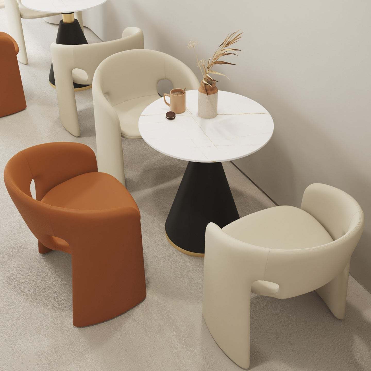 Eclectic Wraparound Velvet Wood Dining Chair