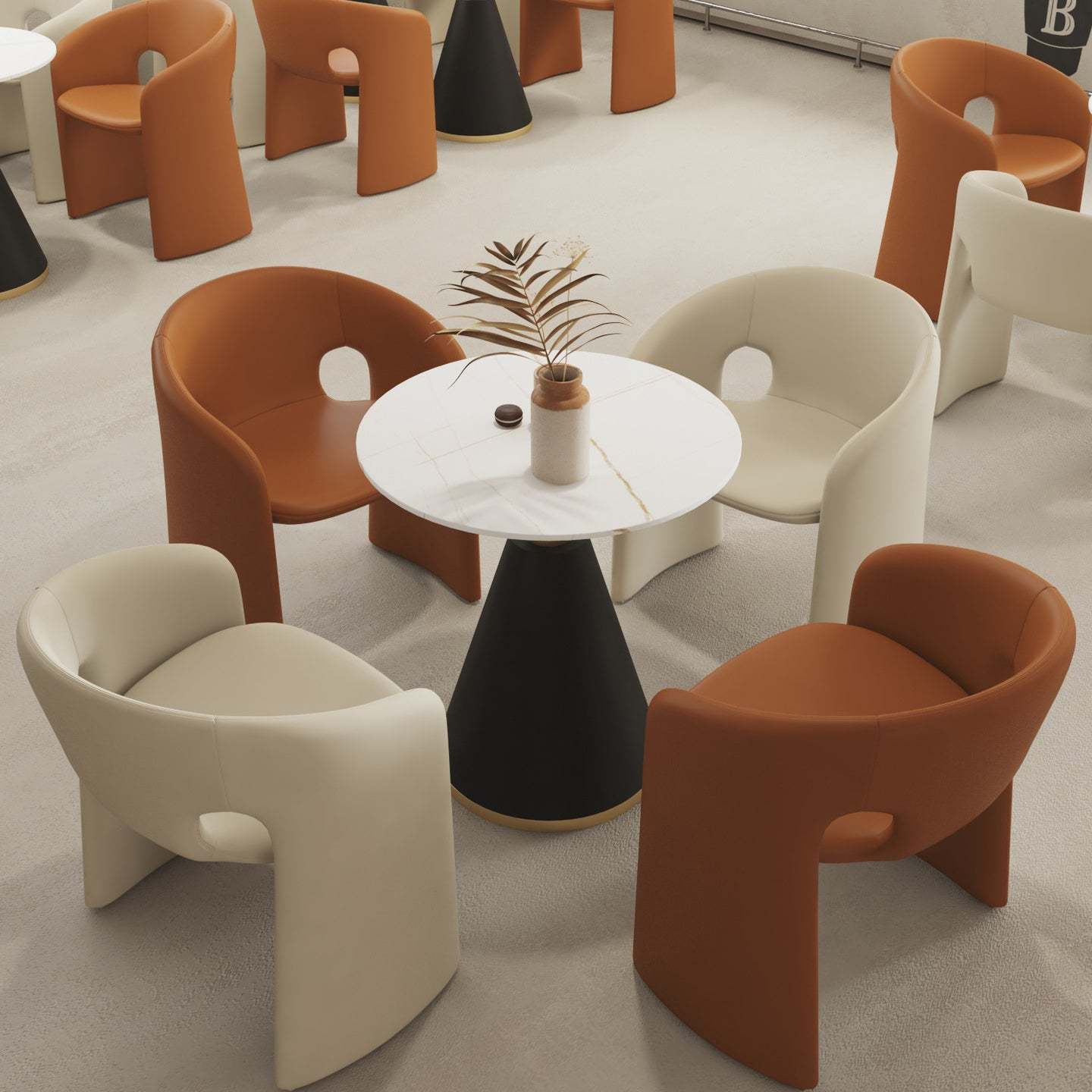 Eclectic Wraparound Velvet Wood Dining Chair