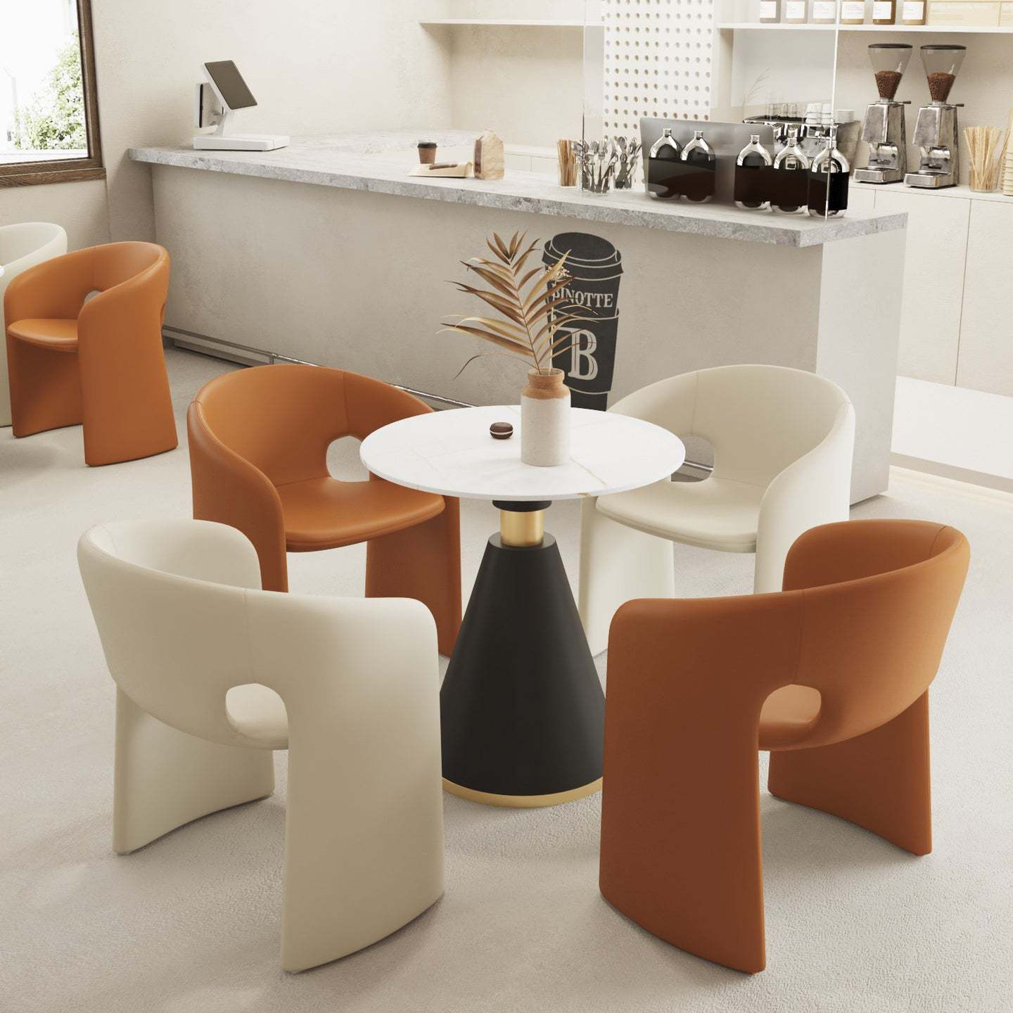 Eclectic Wraparound Velvet Wood Dining Chair