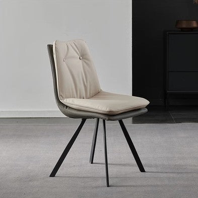 Modern Microfiber Leather Carbon Steel Dining Chair — Brown