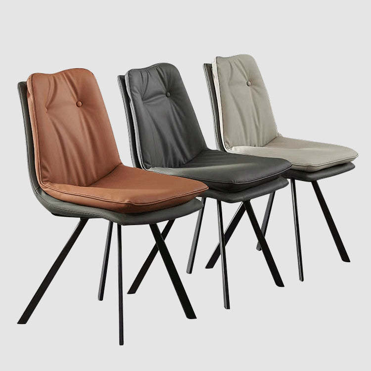 Modern Microfiber Leather Carbon Steel Dining Chair