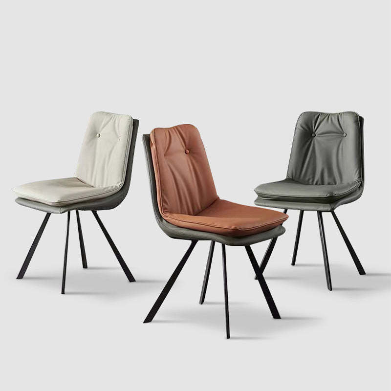 Modern Microfiber Leather Carbon Steel Dining Chair