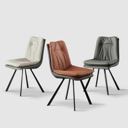 Modern Microfiber Leather Carbon Steel Dining Chair