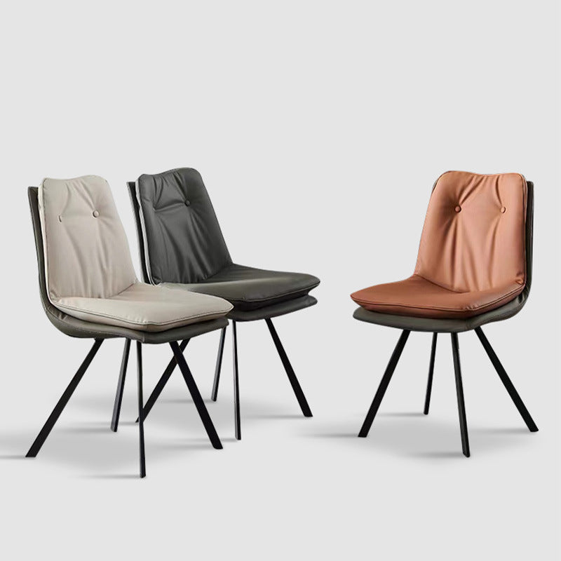 Modern Microfiber Leather Carbon Steel Dining Chair