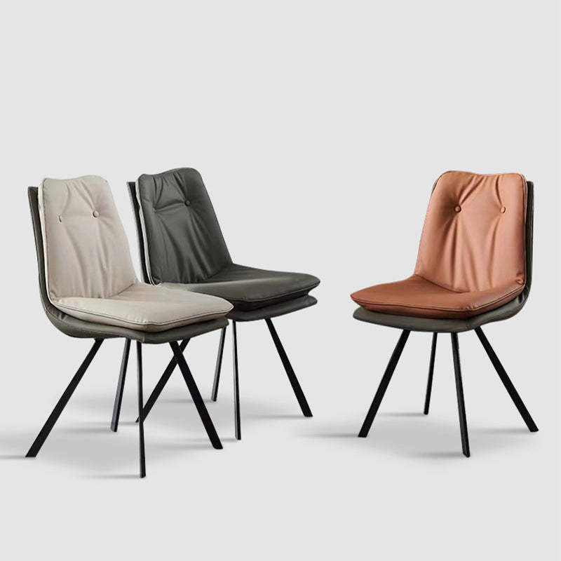 Modern Microfiber Leather Carbon Steel Dining Chair