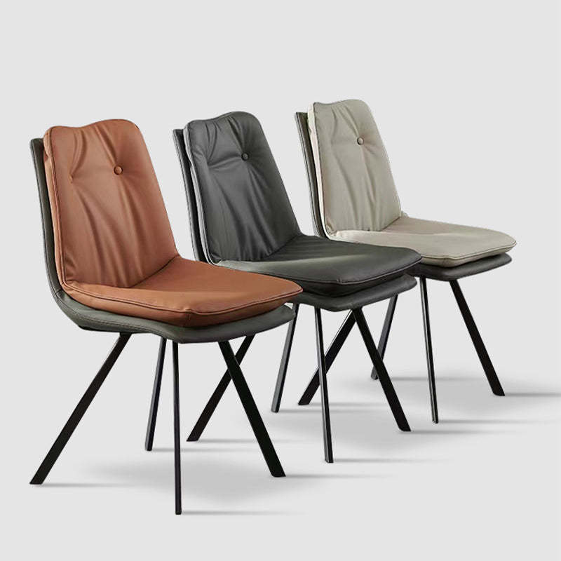 Modern Microfiber Leather Carbon Steel Dining Chair