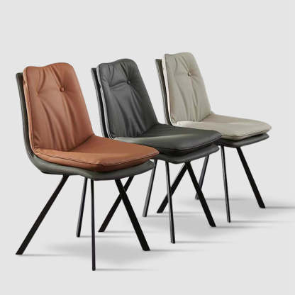 Modern Microfiber Leather Carbon Steel Dining Chair