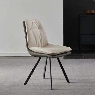 Modern Microfiber Leather Carbon Steel Dining Chair — Brown