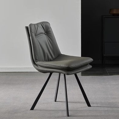 Modern Microfiber Leather Carbon Steel Dining Chair — White