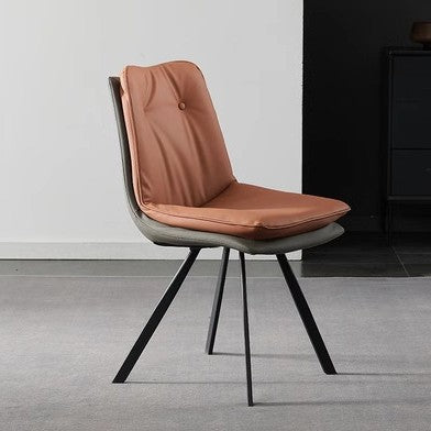 Modern Microfiber Leather Carbon Steel Dining Chair — Gray