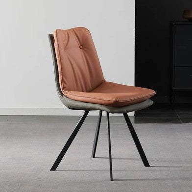 Modern Microfiber Leather Carbon Steel Dining Chair — Gray