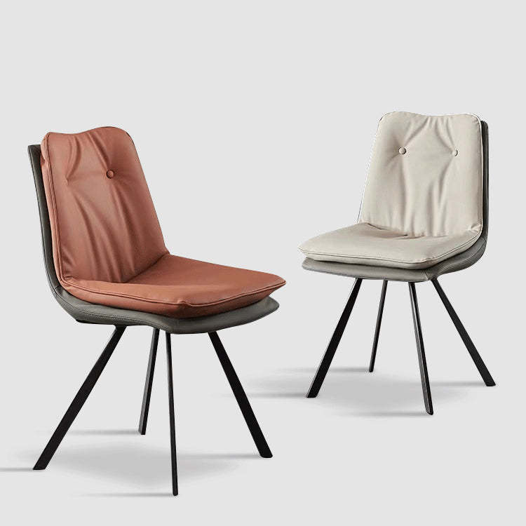 Modern Microfiber Leather Carbon Steel Dining Chair
