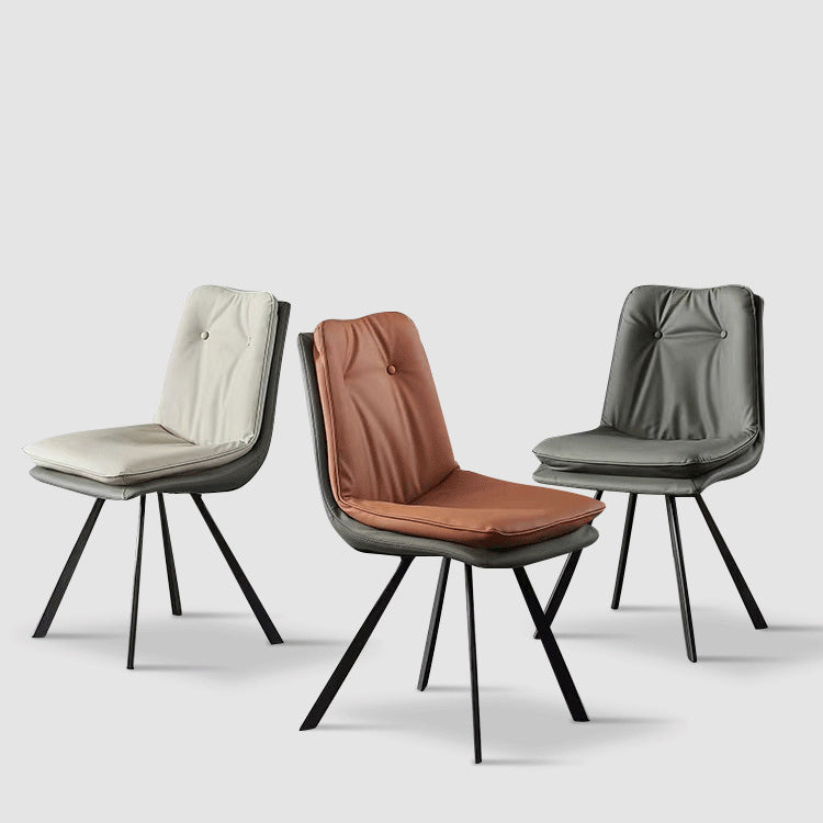 Modern Microfiber Leather Carbon Steel Dining Chair