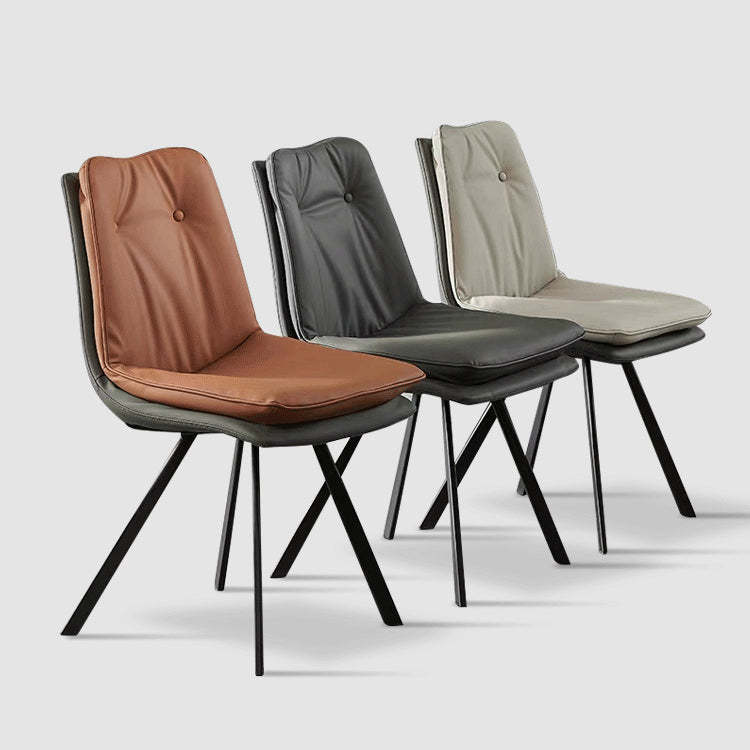 Modern Microfiber Leather Carbon Steel Dining Chair