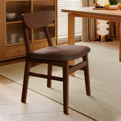 Minimalist Cushion Leather Wood Dining Chair