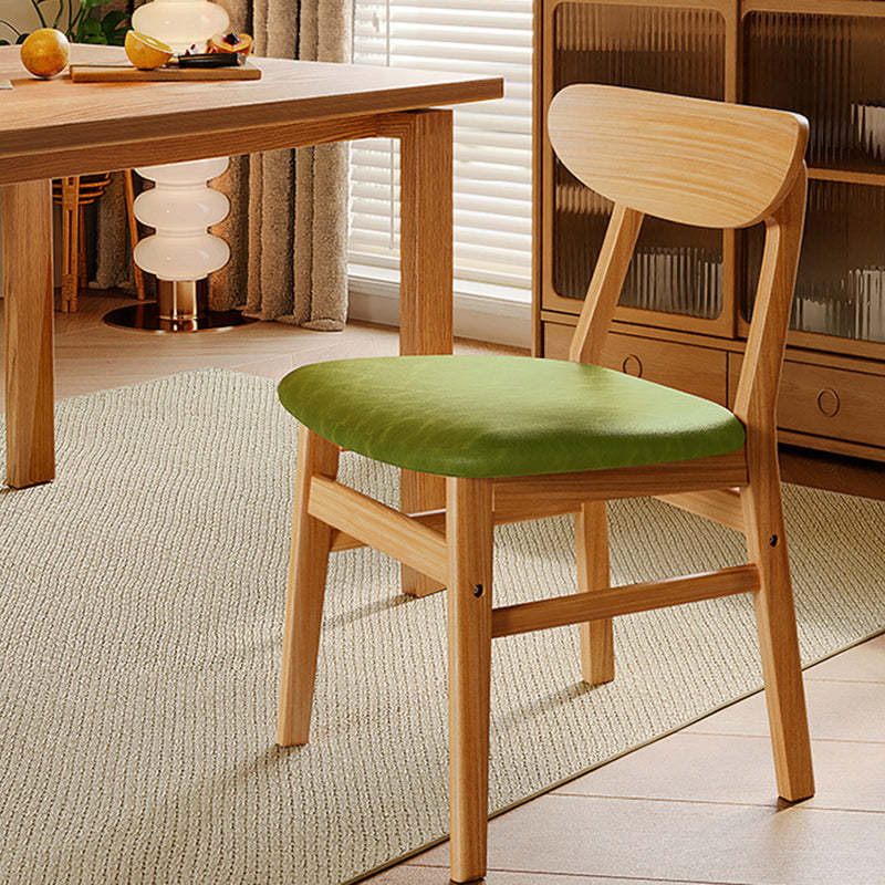 Minimalist Cushion Leather Wood Dining Chair