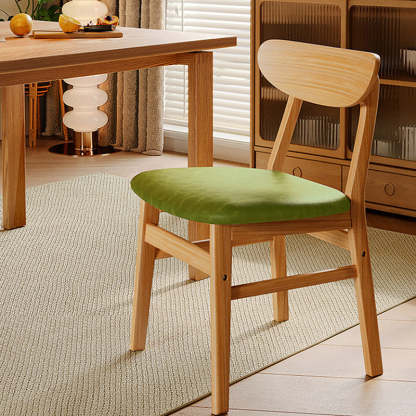 Minimalist Cushion Leather Wood Dining Chair