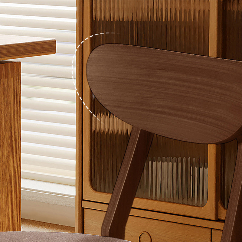 Minimalist Cushion Leather Wood Dining Chair — E
