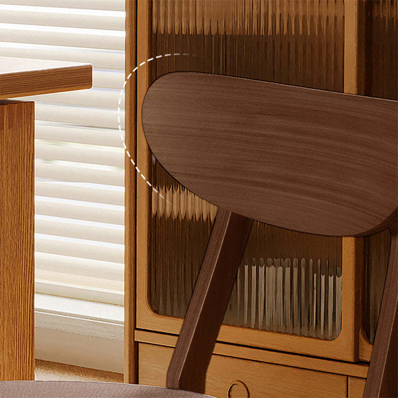 Minimalist Cushion Leather Wood Dining Chair — E