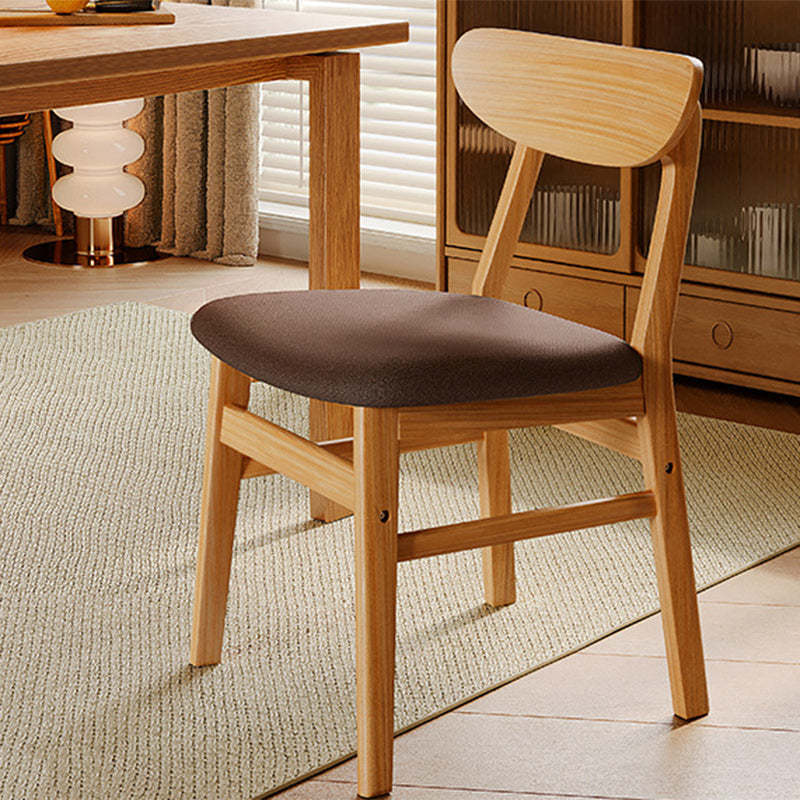 Minimalist Cushion Leather Wood Dining Chair