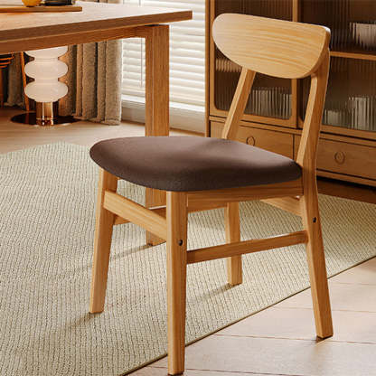 Minimalist Cushion Leather Wood Dining Chair
