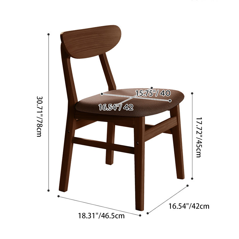 Minimalist Cushion Leather Wood Dining Chair — D