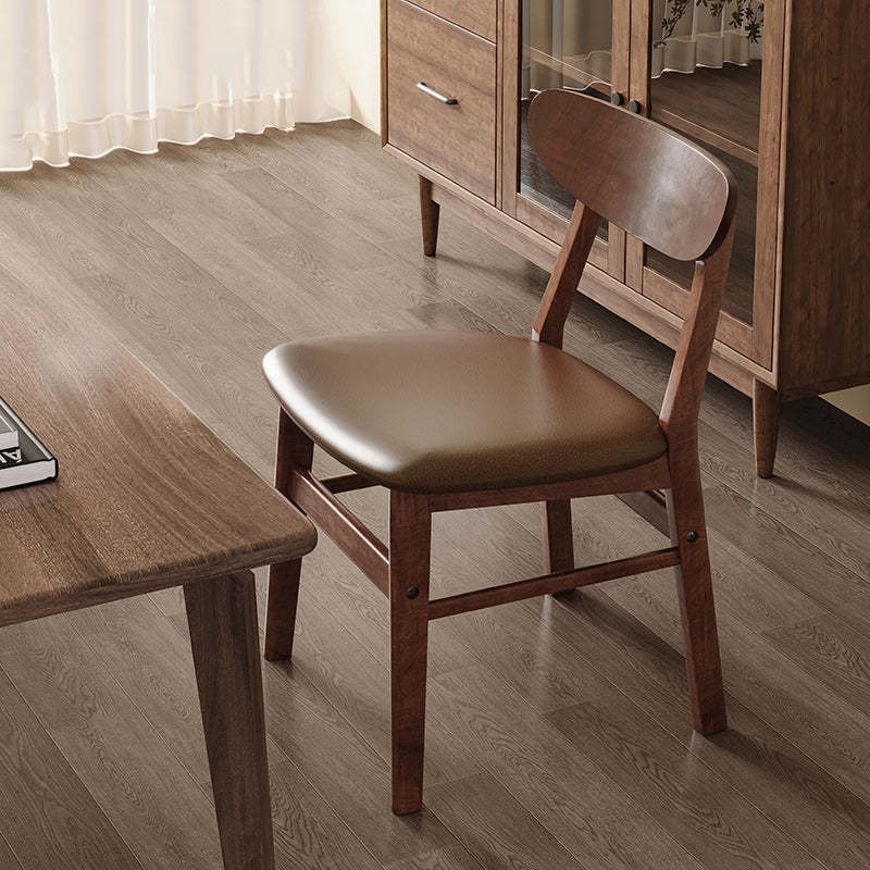 Minimalist Cushion Leather Wood Dining Chair