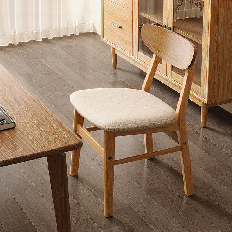 Minimalist Cushion Leather Wood Dining Chair — G