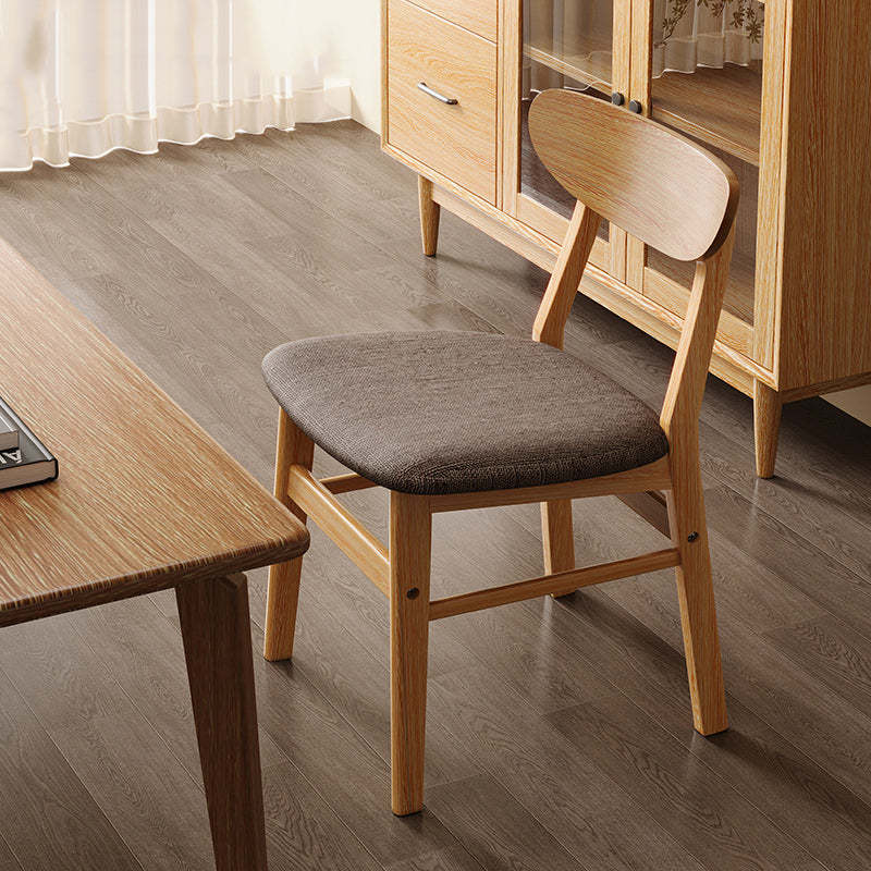 Minimalist Cushion Leather Wood Dining Chair — H