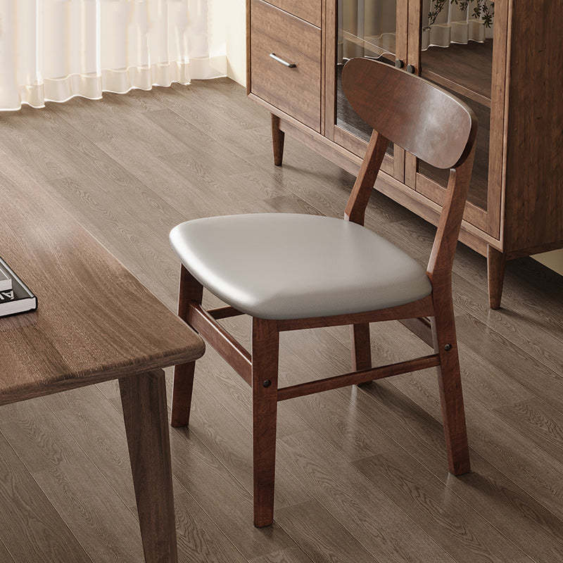 Minimalist Cushion Leather Wood Dining Chair — I