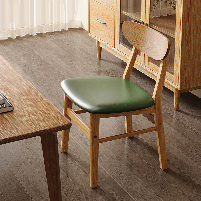 Minimalist Cushion Leather Wood Dining Chair