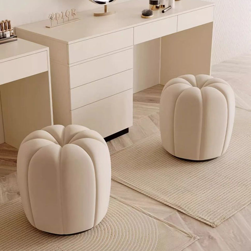 Minimalist Pumpkin Round Wood Vanity Stool — Green