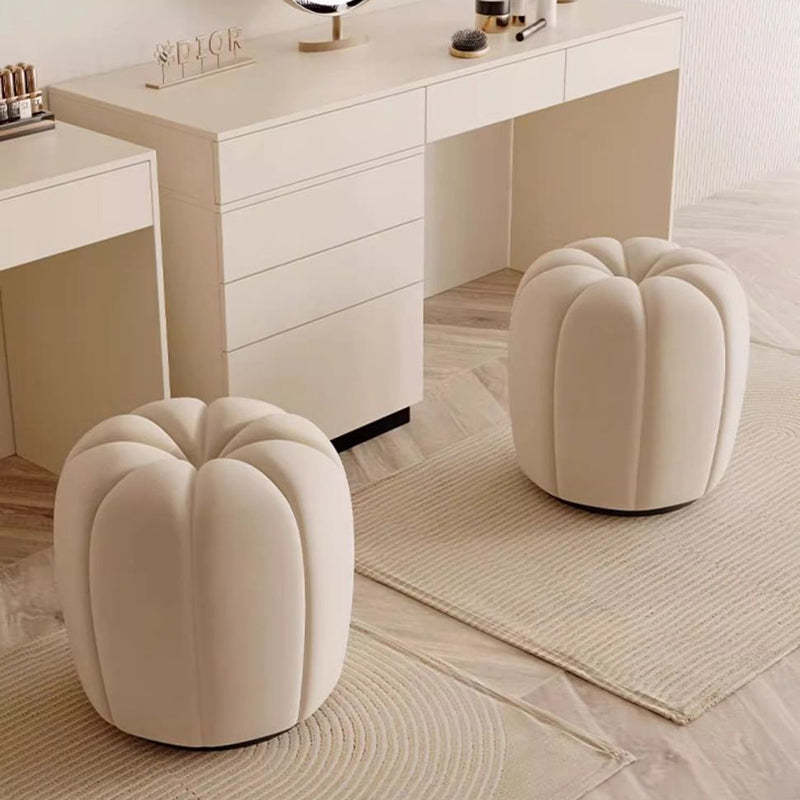 Minimalist Pumpkin Round Wood Vanity Stool — Green