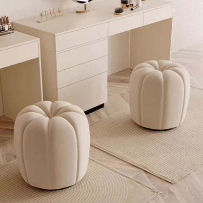 Minimalist Pumpkin Round Wood Vanity Stool — Green
