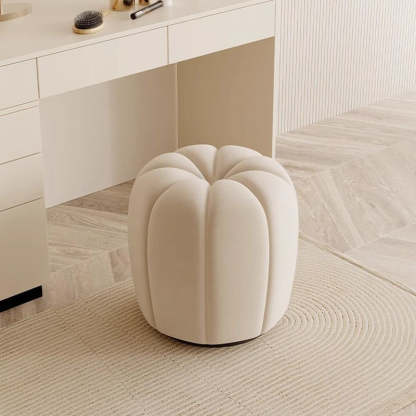 Minimalist Pumpkin Round Wood Vanity Stool
