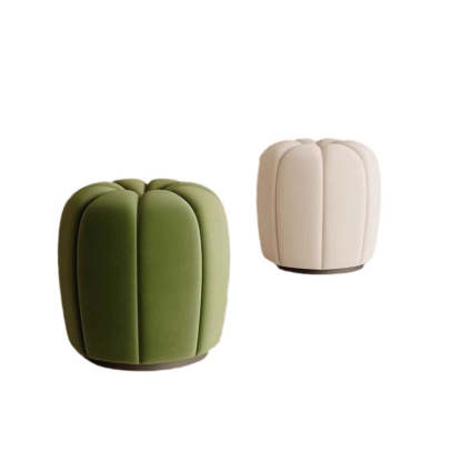 Minimalist Pumpkin Round Wood Vanity Stool