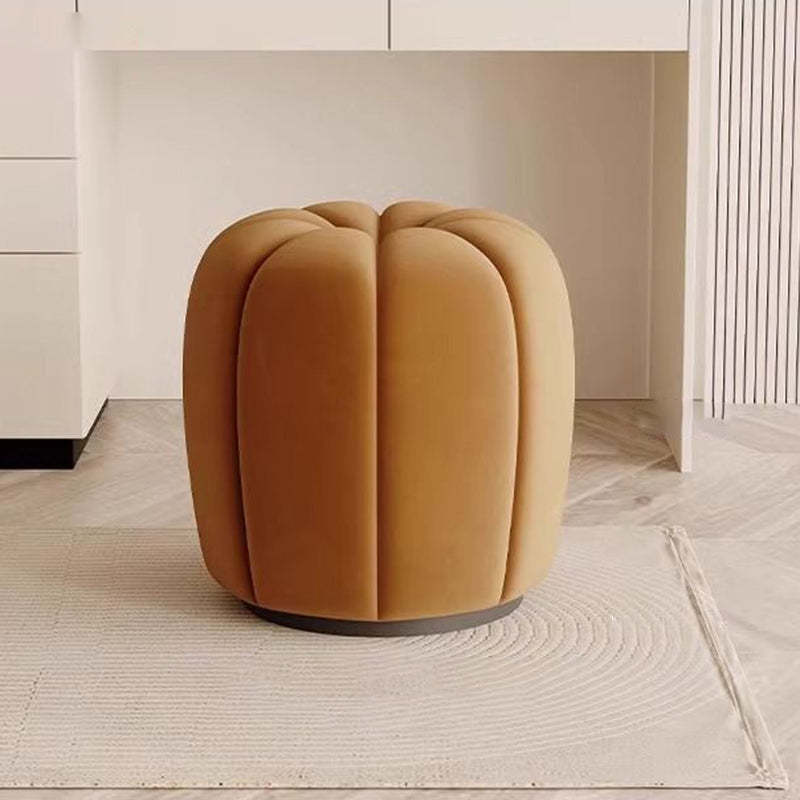 Minimalist Pumpkin Round Wood Vanity Stool