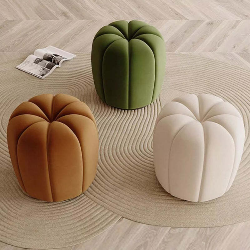 Minimalist Pumpkin Round Wood Vanity Stool