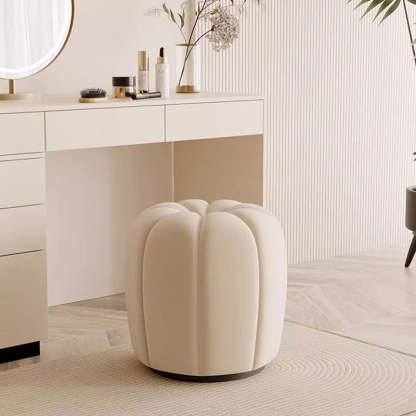 Minimalist Pumpkin Round Wood Vanity Stool