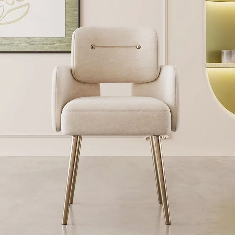 Mid-Century Semi-Circular Fabric Steel Dining Chair