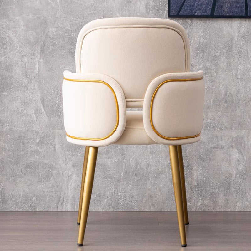 Mid-Century Semi-Circular Fabric Steel Dining Chair