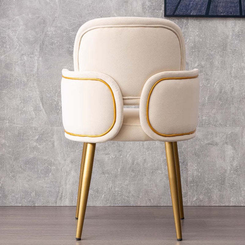 Mid-Century Semi-Circular Fabric Steel Dining Chair