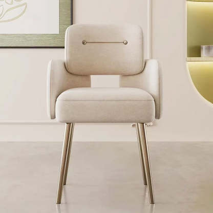Mid-Century Semi-Circular Fabric Steel Dining Chair