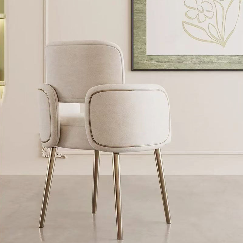 Mid-Century Semi-Circular Fabric Steel Dining Chair