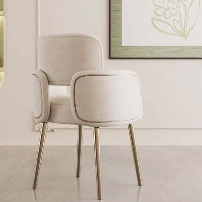 Mid-Century Semi-Circular Fabric Steel Dining Chair