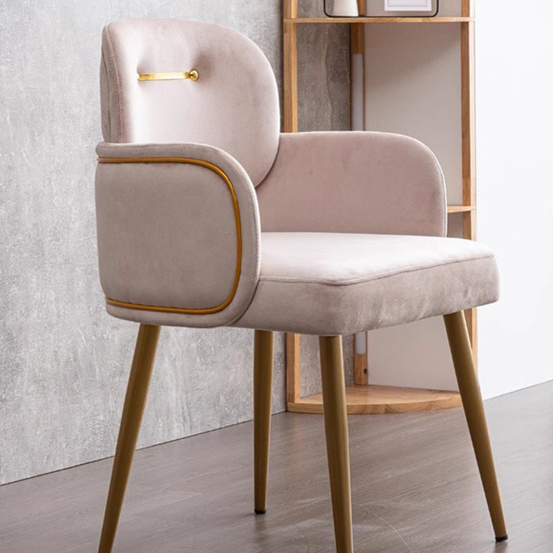 Mid-Century Semi-Circular Fabric Steel Dining Chair